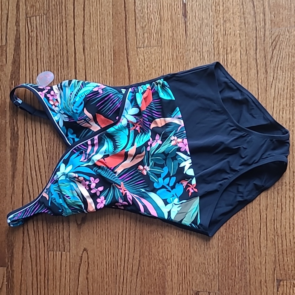 Anita Size 8 34C NEW Side Ruching Tropical Print Swimsuit